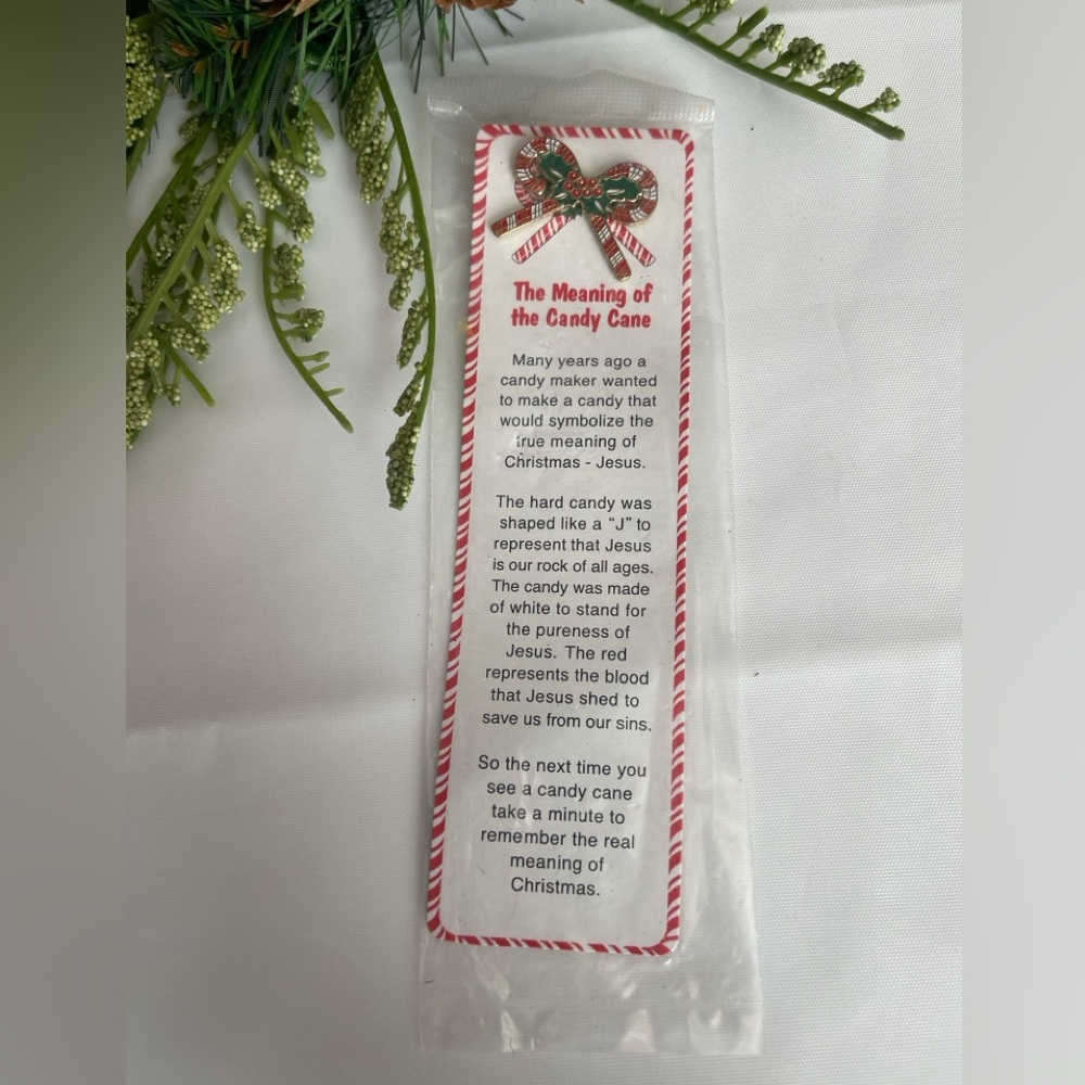 Candy Cane Bookmark with Green and Red Accents